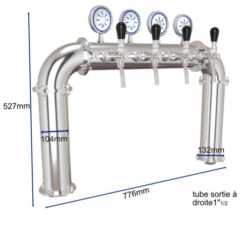 Colonne "Marseille" en INOX pour 4 robinets avec médaillons LED