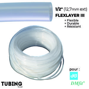 Tuyau semi rigide 1/2" TUBING FOOD Flexlayer III  9.5mm x 1/2" 12.7mm - PRIX AU METRE (bière ou Co²)