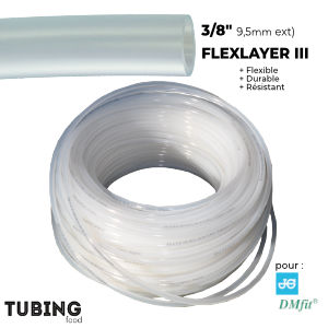 Tuyau semi rigide 3/8" TUBING FOOD Flexlayer III  6.7mm x 3/8" ± 10 mm NATUREL translucide rouleau 100m (bière ou Co²)