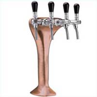 Ensemble de pompe à bière avec colonne TOF bronze cuivre brossé mat "Classique élégance" 200 L/h pour 4 robinets