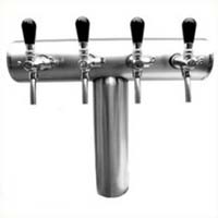 Ensemble de pompe à bière avec colonne TOF INOX brillant "Monaco" 200 L/h pour 4 robinets