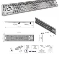 Égouttoir inox encastrable extra large 1000 x 220 x 30 mm avec rince verre et vidange