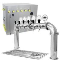 Ensemble de pompe à bière avec colonne INOX mat "Marseille LED" 100 L/h pour 6 robinets de bière  