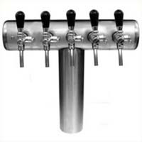 Ensemble de pompe à bière avec colonne TOF INOX brillant "Kotor" 100 L/h pour 4 robinets de bière et 1 robinet d'eau non refraîchie