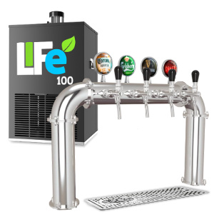 Ensemble pompe à bière LIFE 100L/h avec colonne "MARSEILLE" INOX médaillons LED avec 4 robinets 