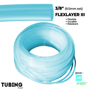 Tuyau semi rigide 3/8" TUBING FOOD Flexlayer III BLEU TRANSLUCIDE -- PRIX AU METRE (bière ou Co²)