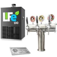 Ensemble pompe à bière LIFE 100L/h avec colonne "TERRA" INOX médaillons LED avec 3 robinets 