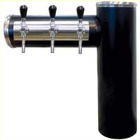 Ensemble de pompe à bière avec colonne TOF INOX noir mat "Valence" à gauche 60 L/h avec 2 robinets de bière et 1 d'eau non rafraîchie